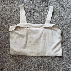 American Eagle Outfitters Cream Sleeveless Crop Tank Top